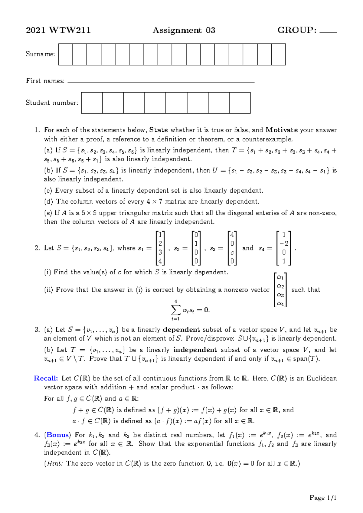 Assignment 3 - third assessment - 2021 WTW211 Assignment 03 GROUP ...