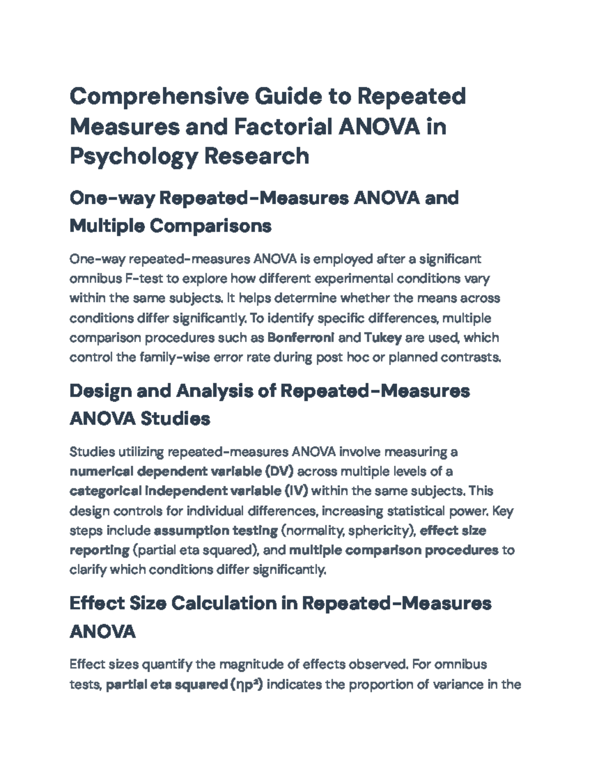 Comprehensive Guide to Repeated Measures ANOVA in Psychology Research ...
