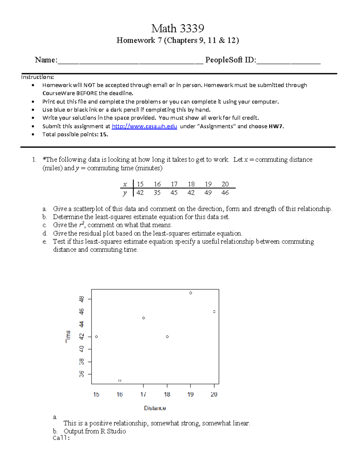 Hw7 key - hw 7 for math 3339 - Math 3339 Homework 7 (Chapters 9, 11 ...