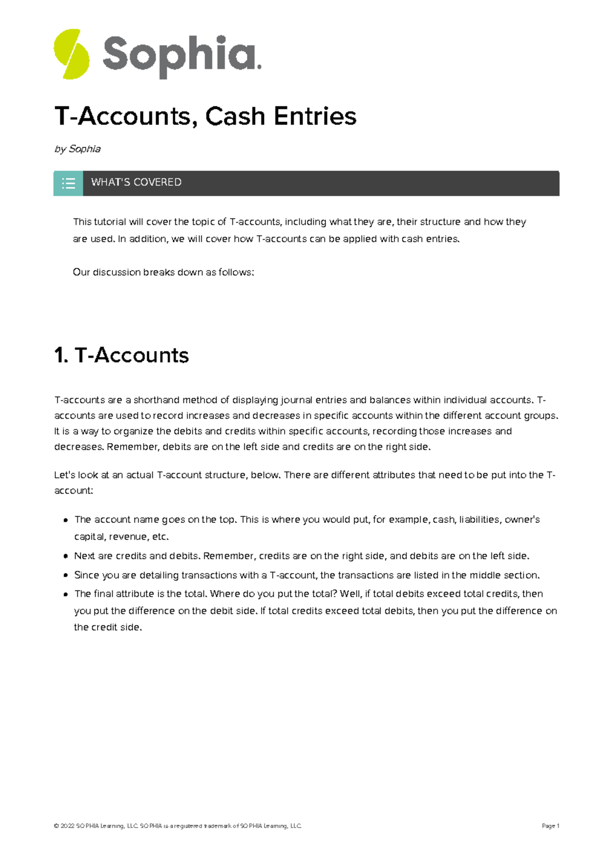 T-Accounts & Cash Entries Tutorial: Structure & Application - Studocu