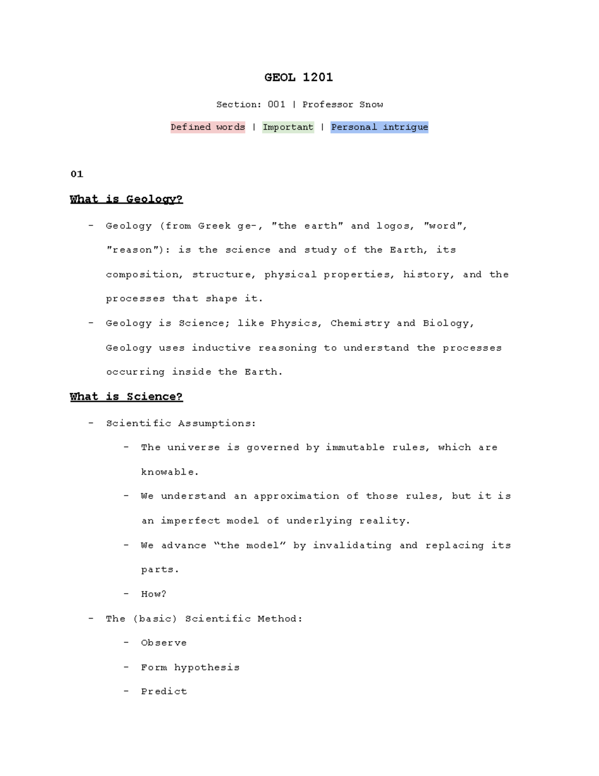 GEOL 1201 - Comprehensive Lecture Notes on Geology Concepts - Studocu