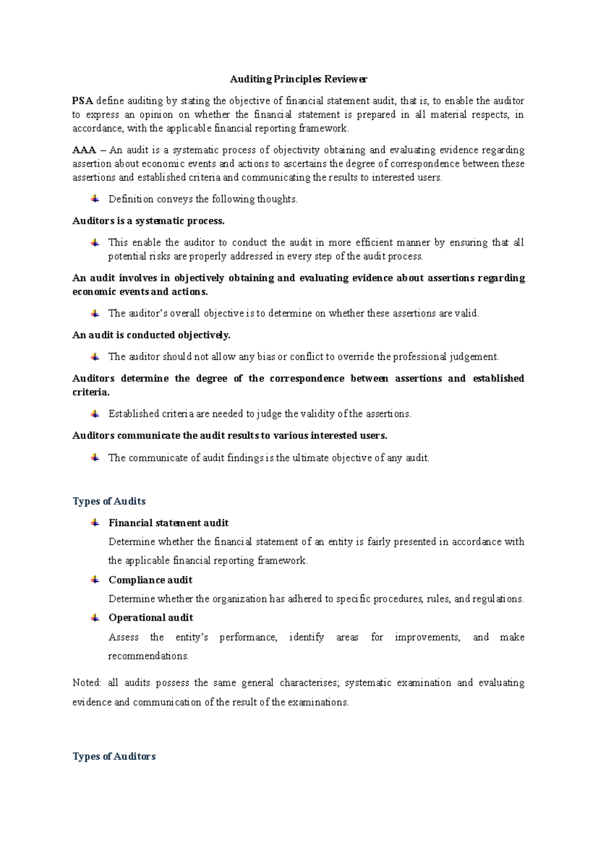 Auditing Principles Reviewer chapter 1 - Auditing Principles Reviewer ...