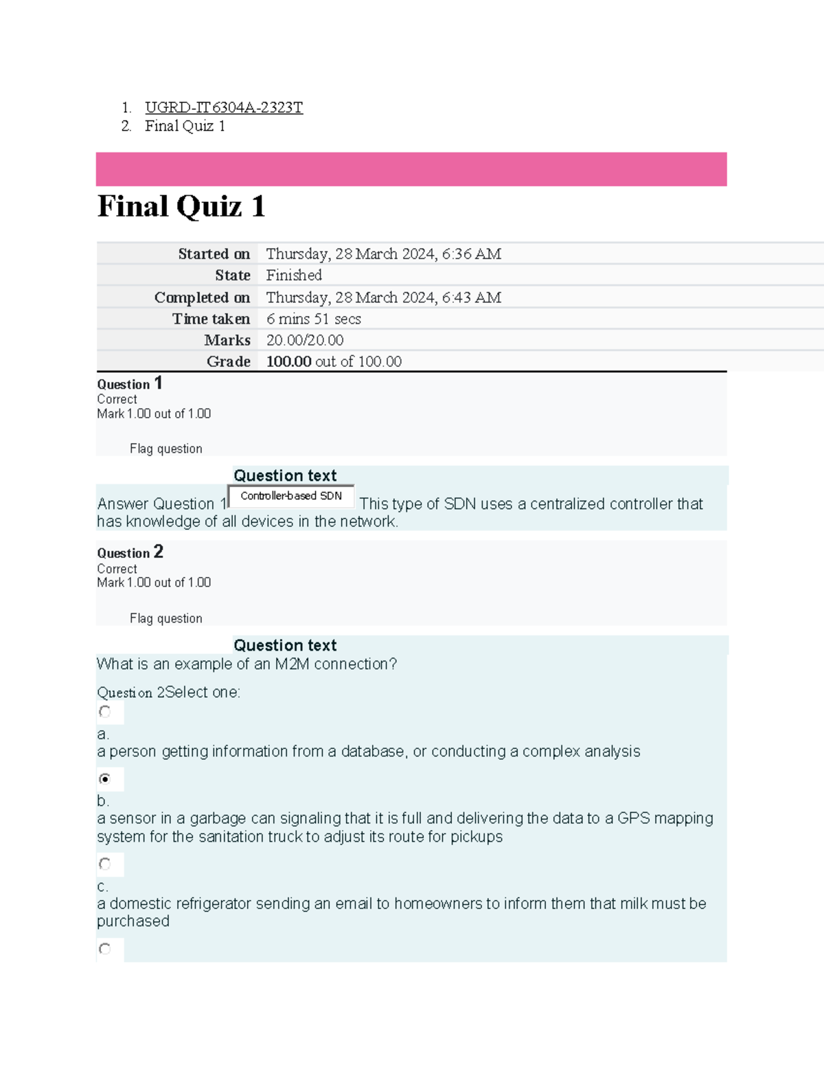 UGRD-IT6304A Data Communication & Networking Final Quiz 1 Overview ...
