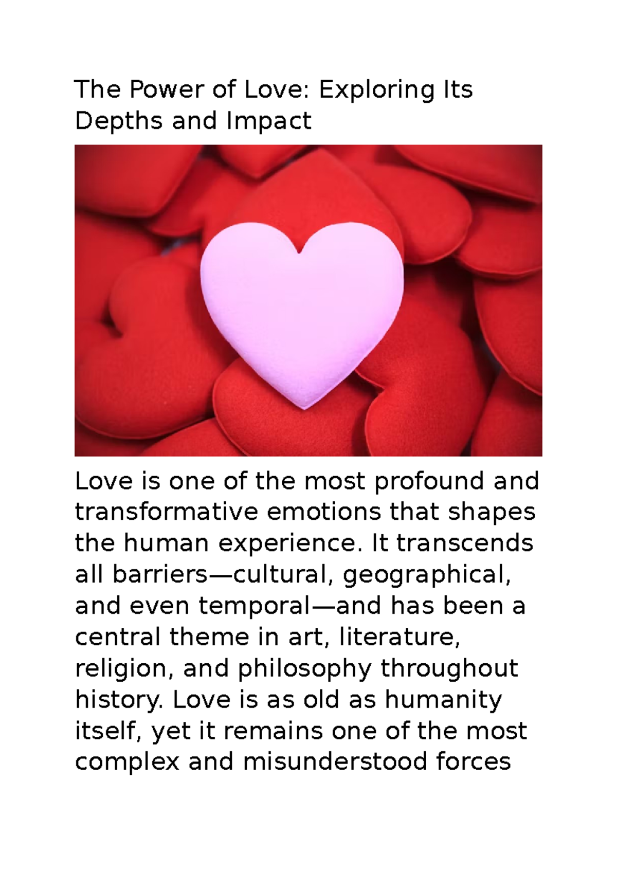 The Power of Love - It transcends all barriers—cultural, geographical ...
