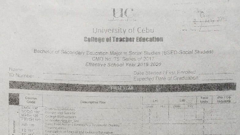 BSED-SOC: Course Outline for Bachelor of Secondary Education - Studocu