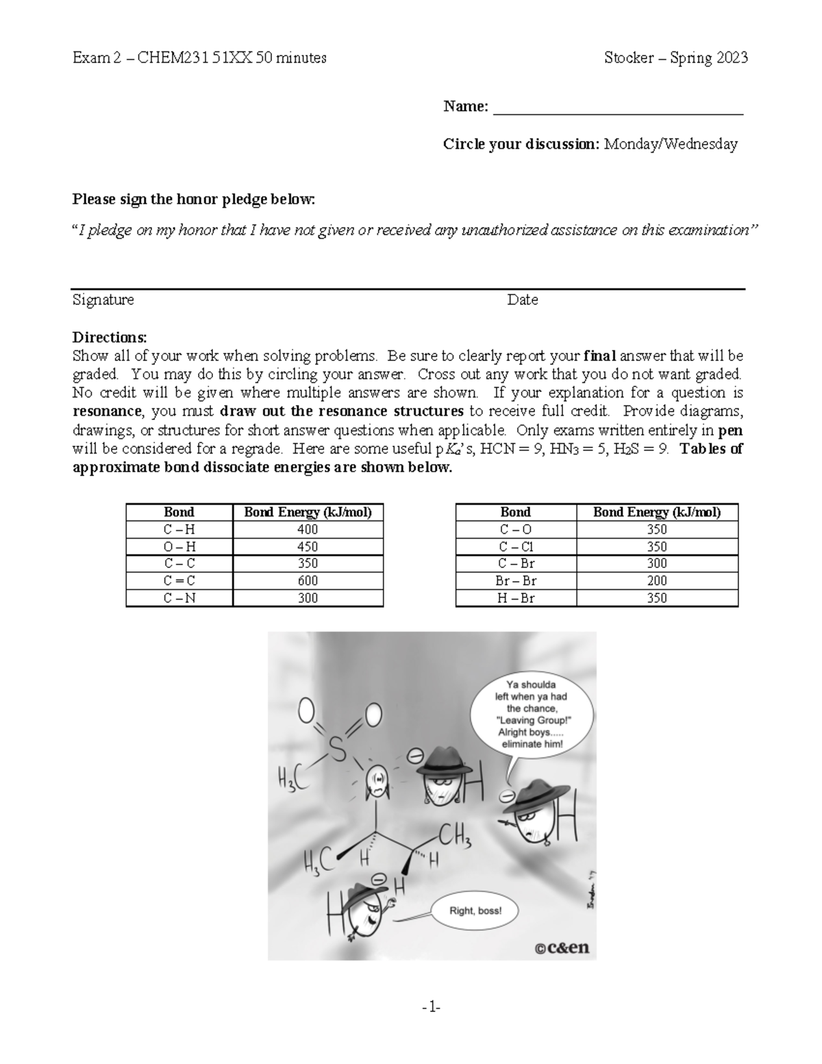 Exam 2 Guidelines and Problems for CHEM 231 Spring 2023 - Studocu