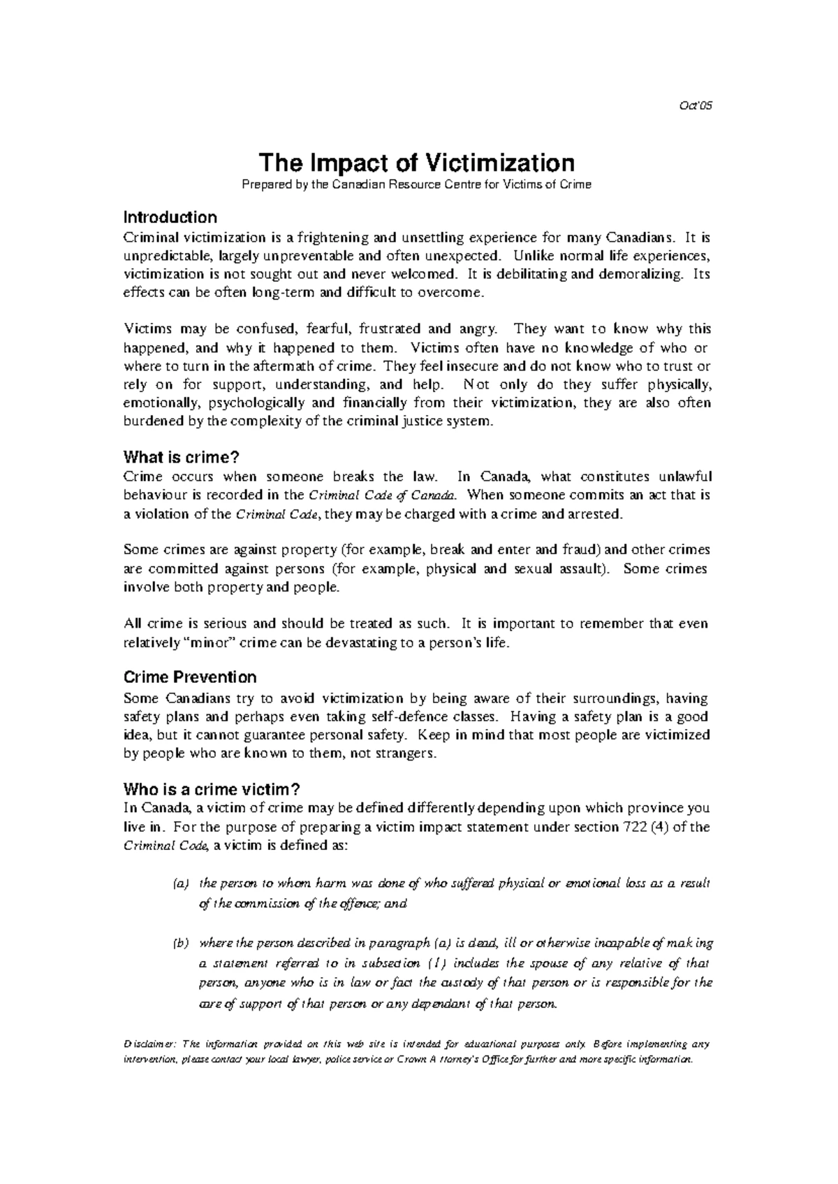 Victim Impact Statement Example: Effects of Crime on Personal Security ...