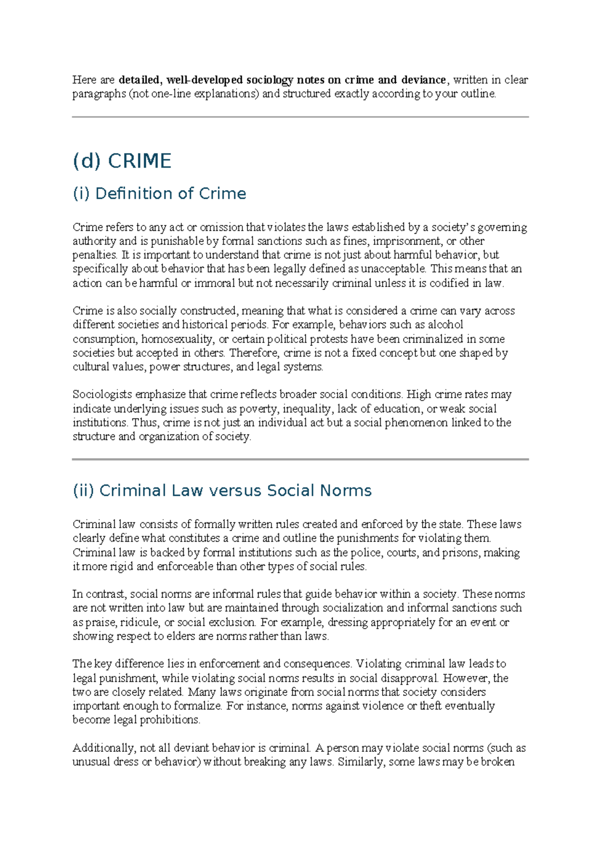 Sociology Notes: Understanding Crime and Deviance (SOC101) - Studocu