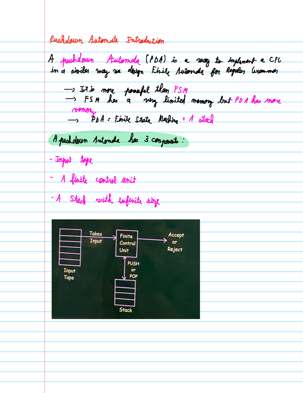 PDA and Finite Automata: An Introduction to Pushdown Automata - Studocu