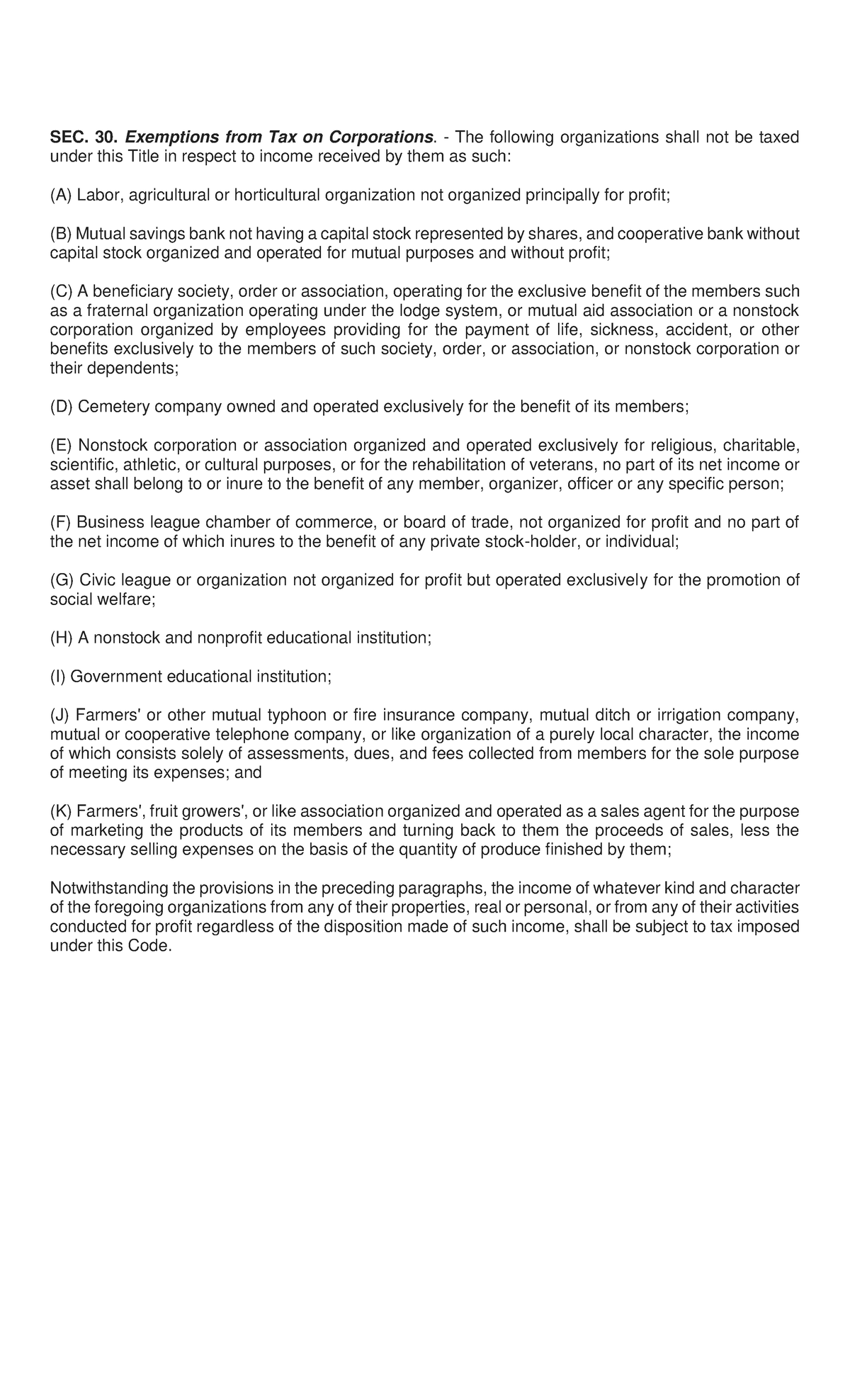 SEC30-Exempt From Tax - Income Taxation Sec 30-Exempt From Tax - SEC ...