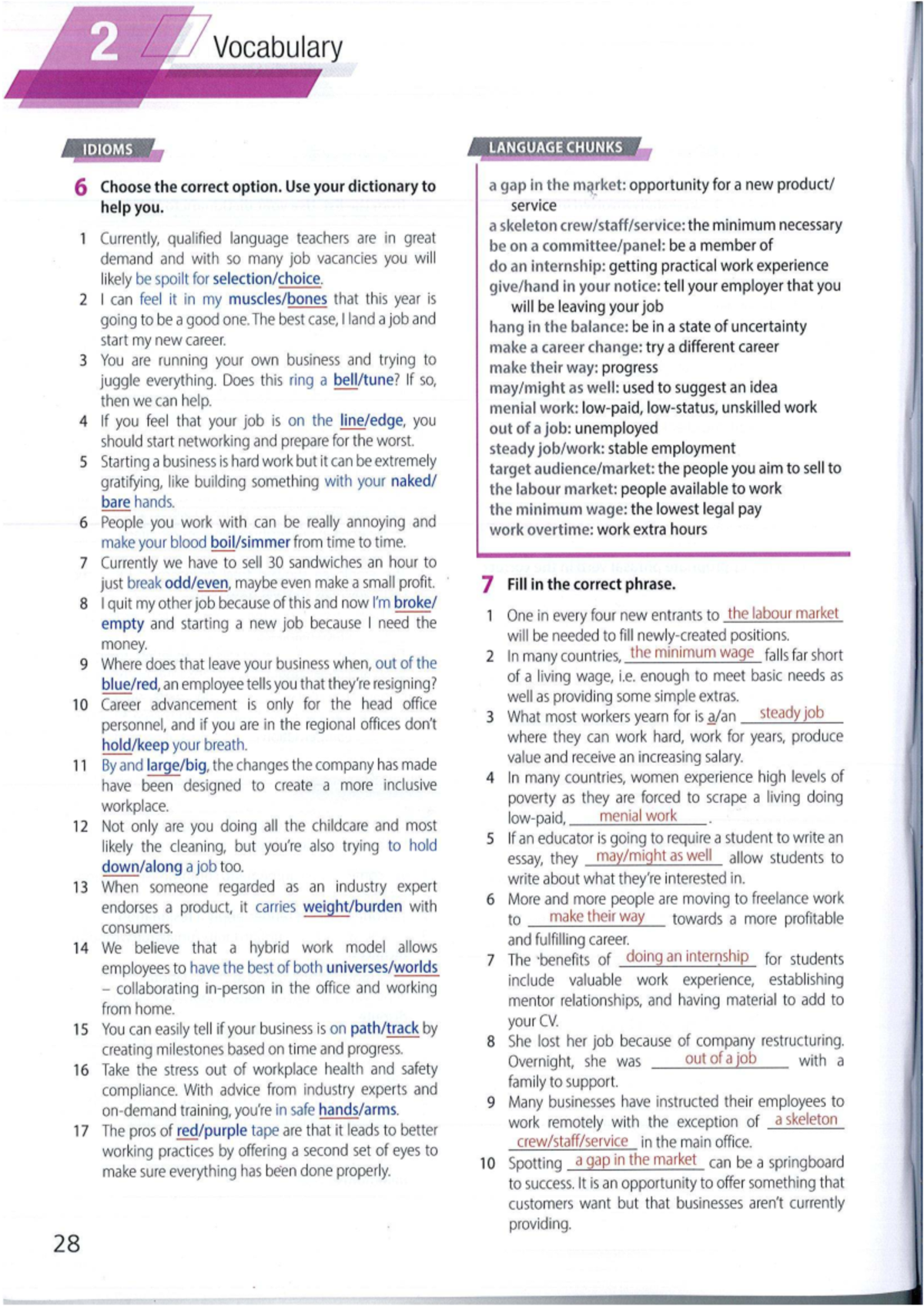 Vocabulary Idioms and Language Chunks for Course 733494517 G Amp v ...