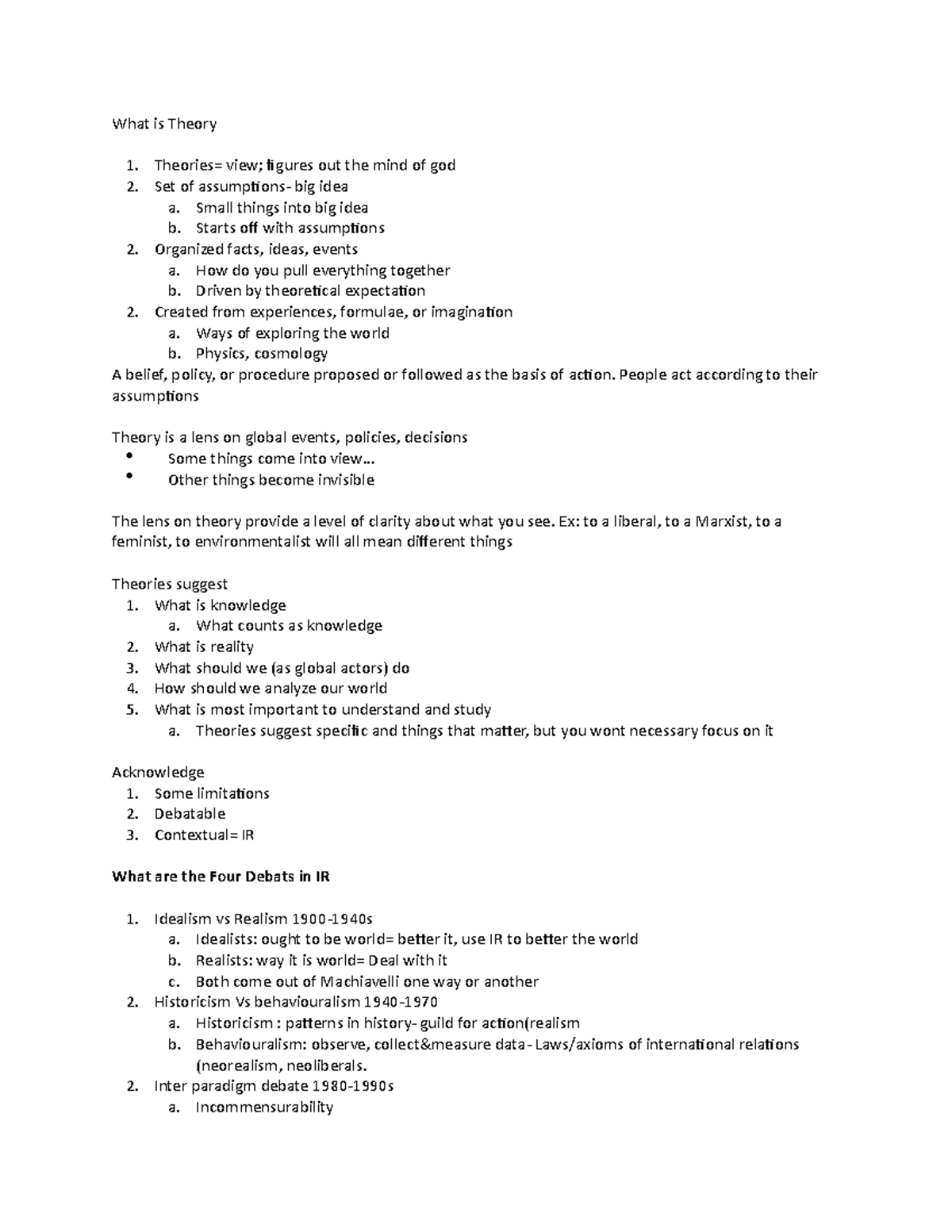 Why Study IR - Lecture notes 1 - What is Theory Theories= view; figures ...