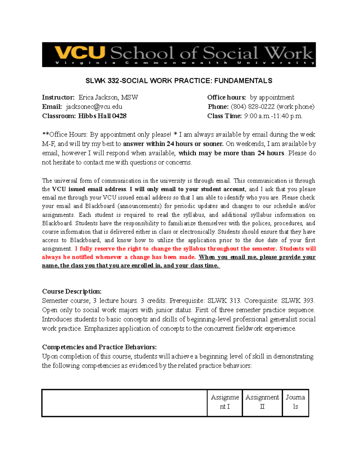 SLWK 332- Social WORK Practice Fundamentals (2) - SLWK WORK PRACTICE ...