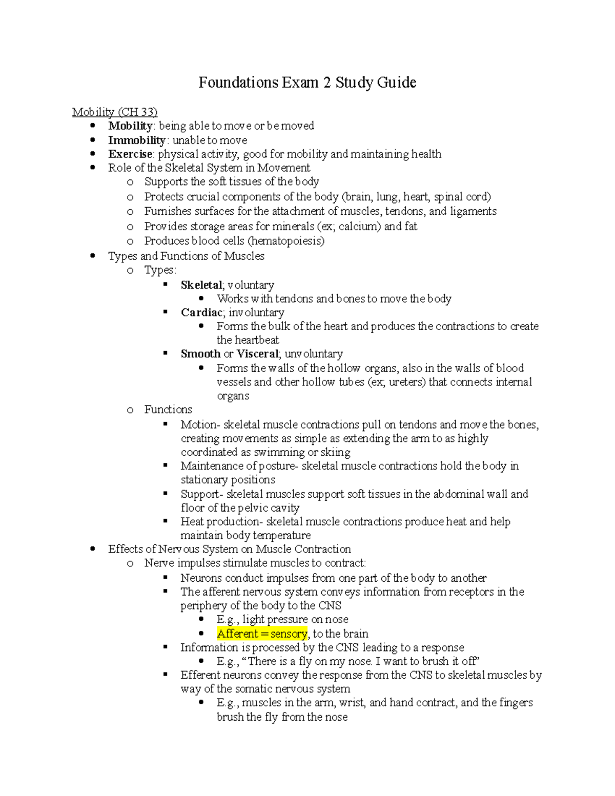 Foundations Exam 2 Study Guide: Key Concepts & Body Mechanics - Studocu