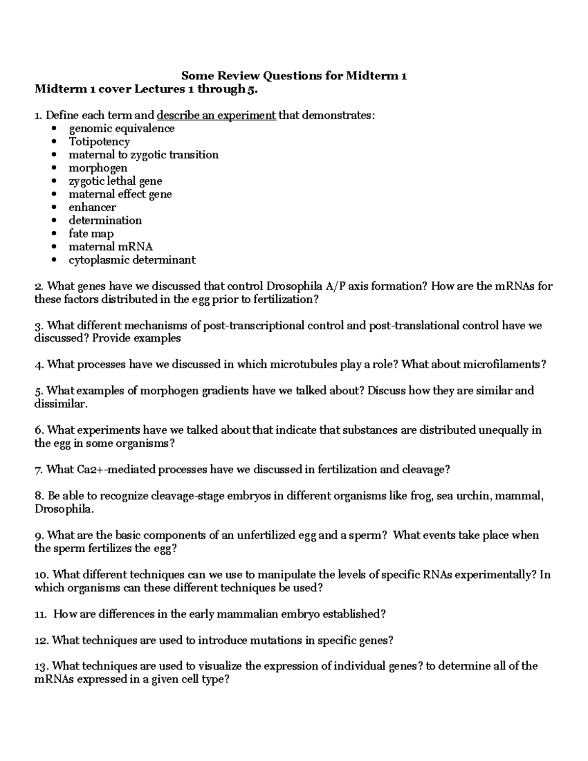 Study Guide for Midterm 1 (Course Code: XL) - Lectures 1-5 Review - Studocu