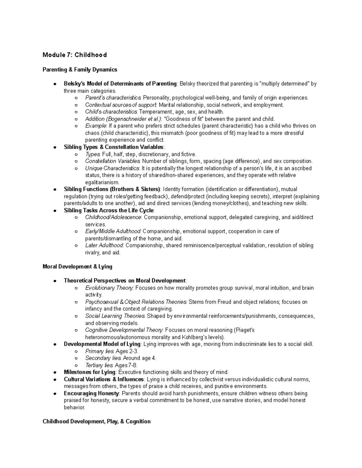 Study Guide 3: Module 7 - Childhood Parenting & Family Dynamics - Studocu