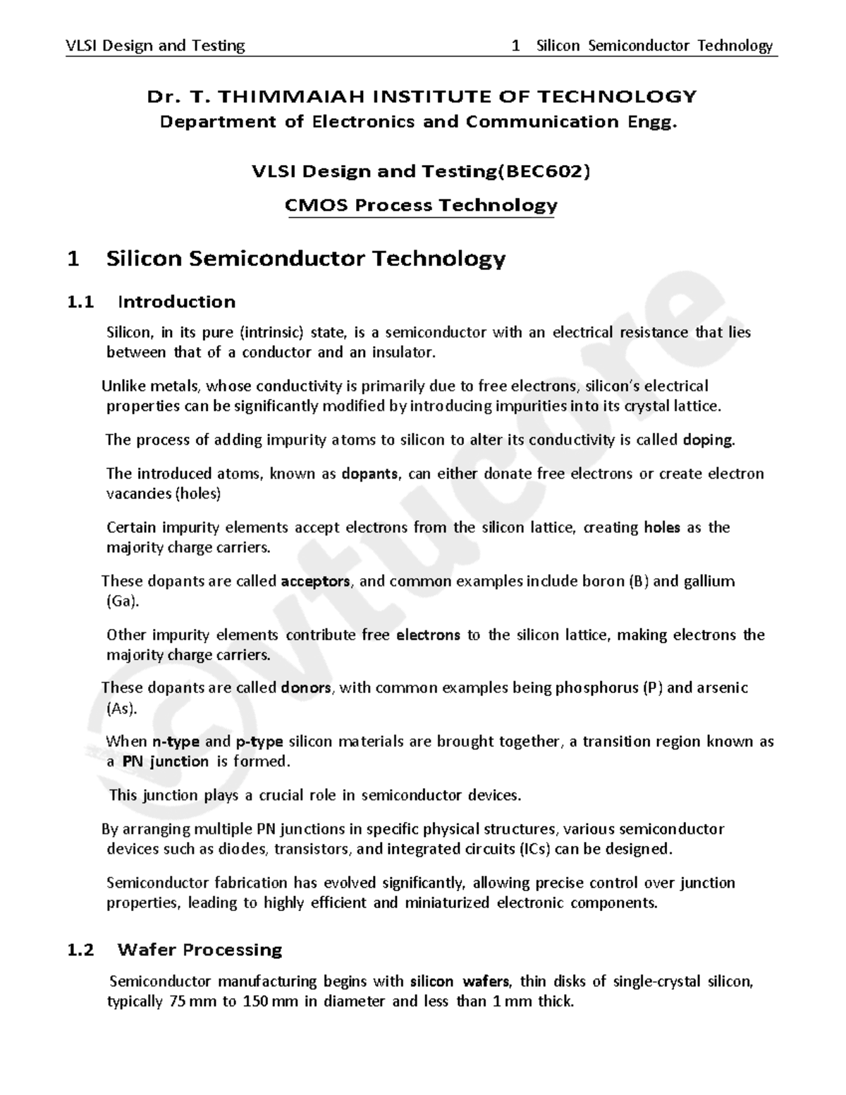 VLSI Design and Testing (BEC602) - CMOS Process Technology Overview ...