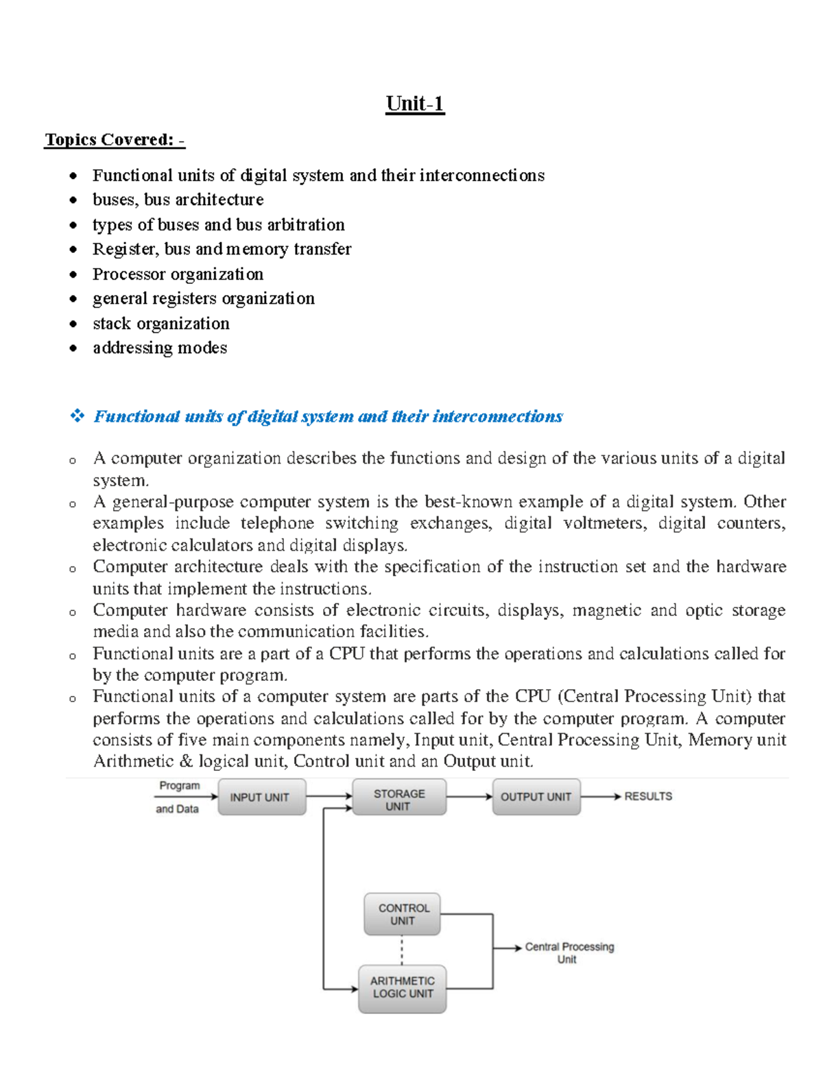 Unit-1 - o A general-purpose computer system is the best-known example ...