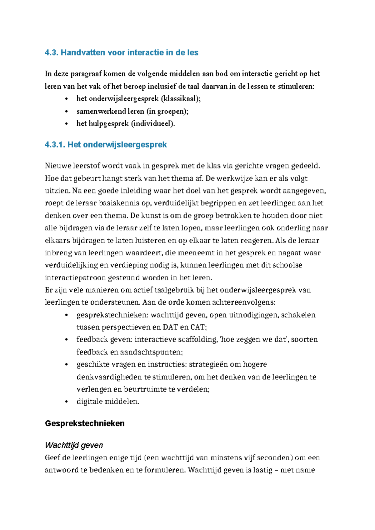 4.3. Handvatten voor Interactie in Taalgericht Onderwijs - Studeersnel