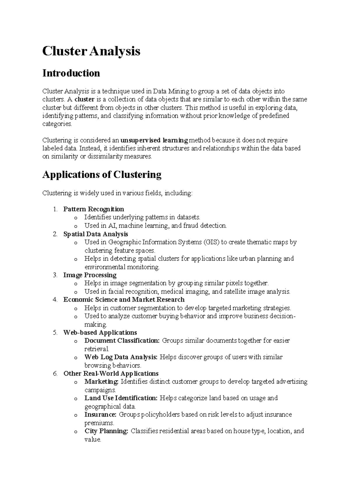 Cluster Analysis: Introduction to Techniques and Applications in Data ...