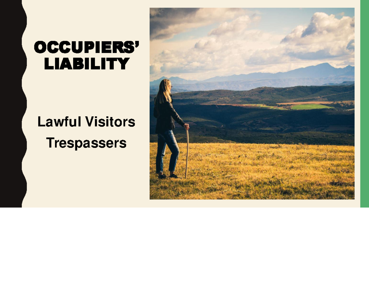 L8 Occupiers' Liability Slides 1619957373 - OCCUPIERS’ LIABILITY Lawful ...