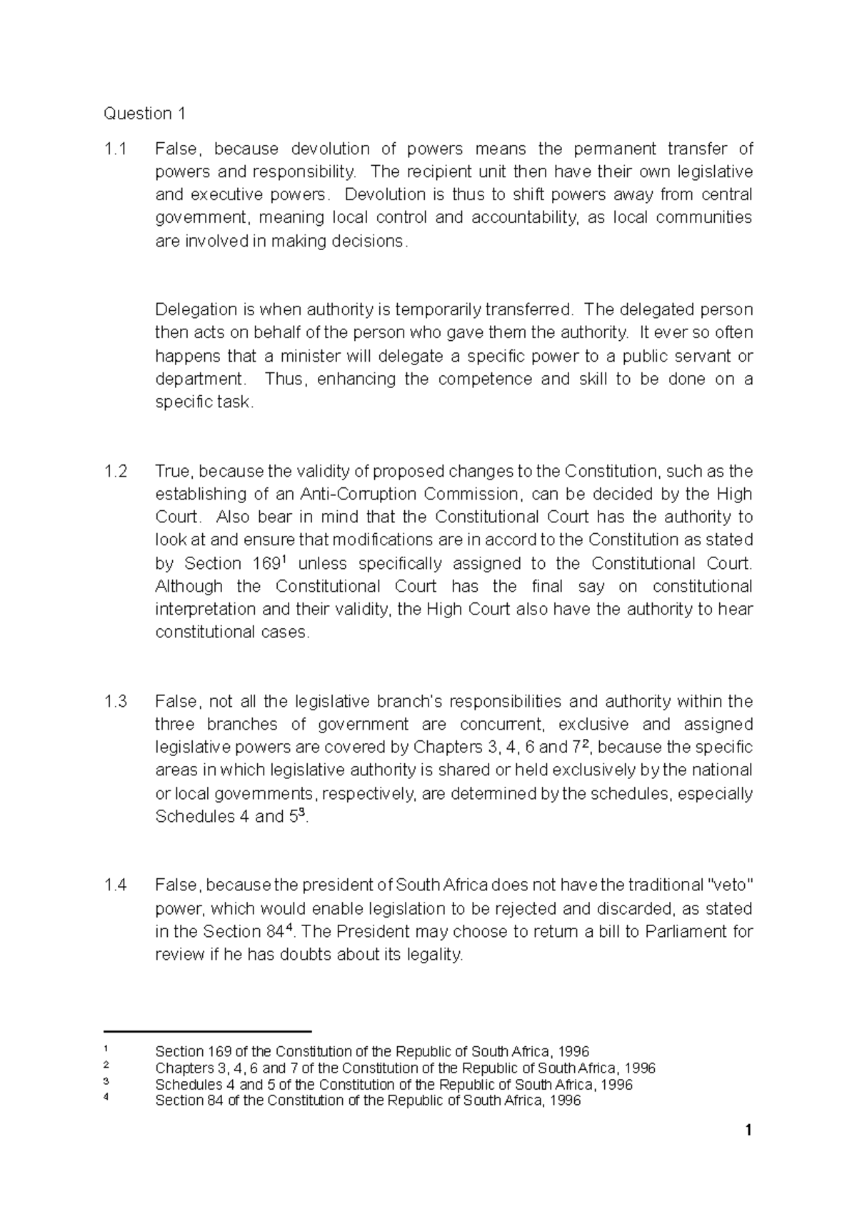 CSL2601 - Exam Notes on Constitutional Law and Governance - Studocu