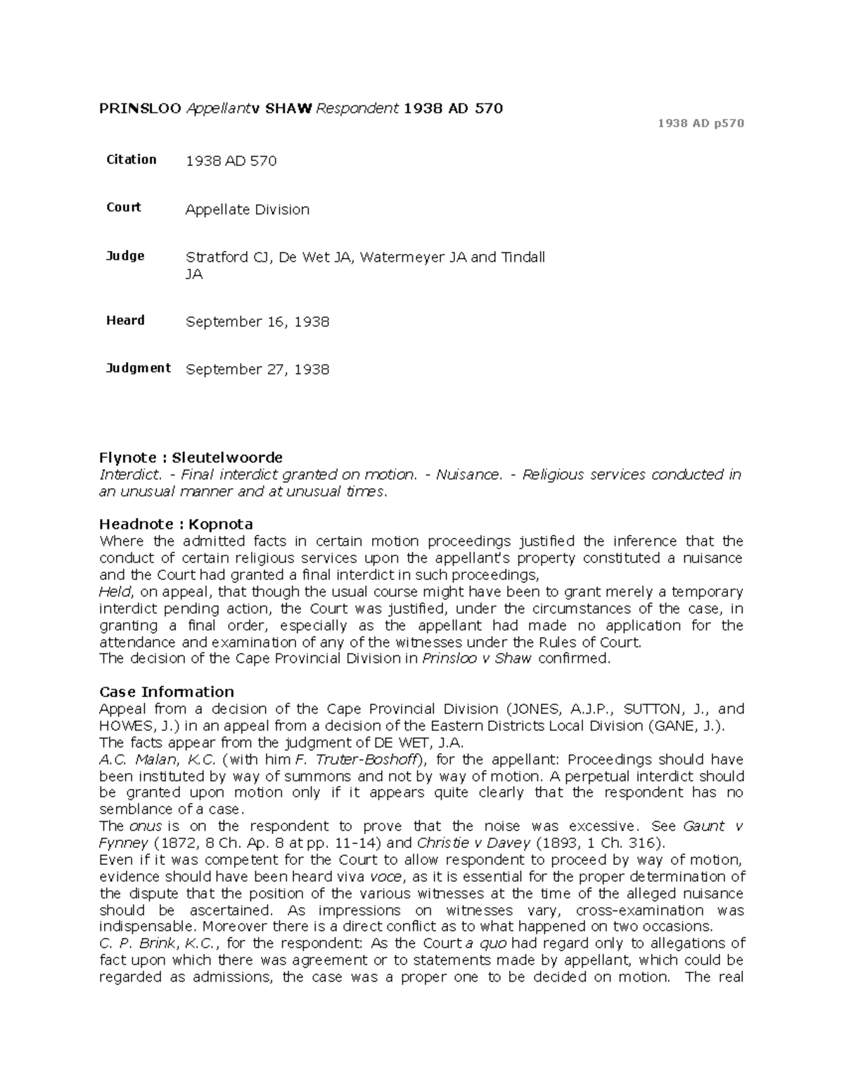 16 - Case Summary: Interdict Application by Boitumelo Molefe vs Simon ...