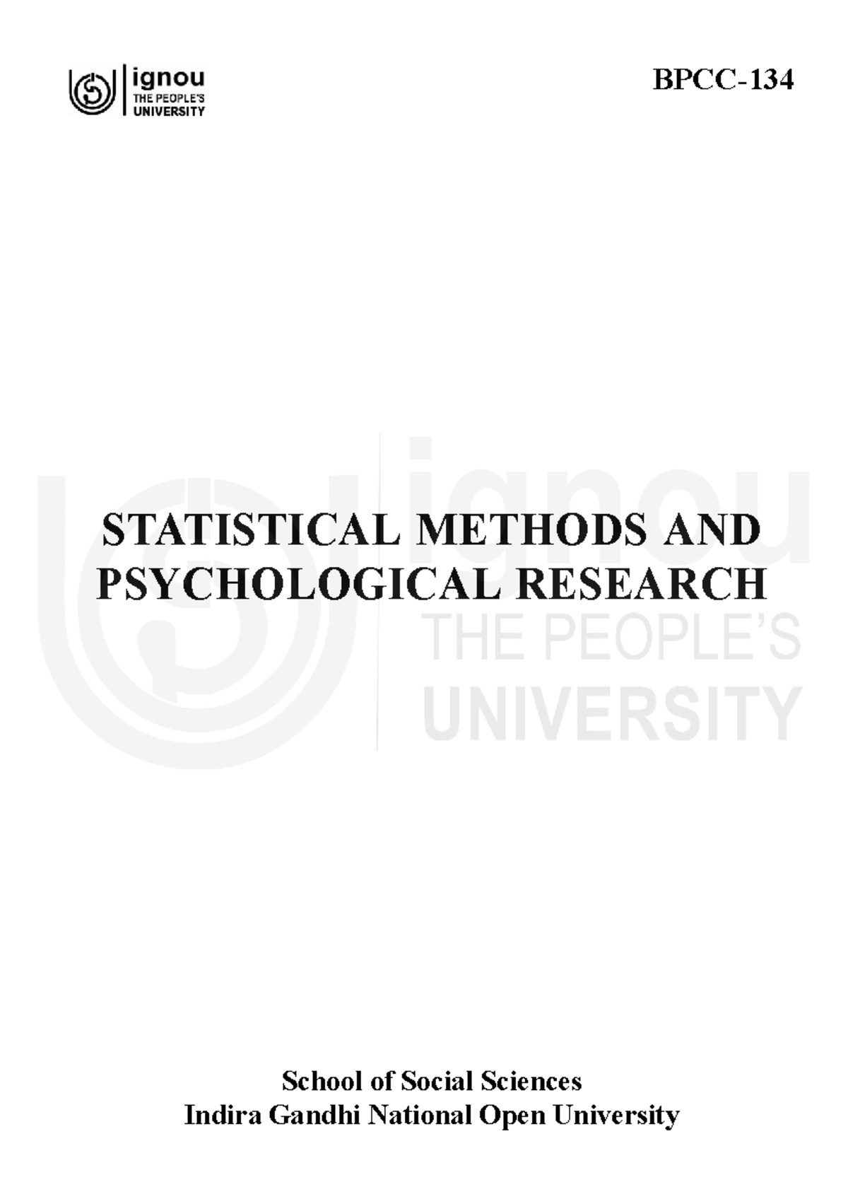 Statistical Methods in Psychological Research (PSY-202) - Block 1 Notes ...
