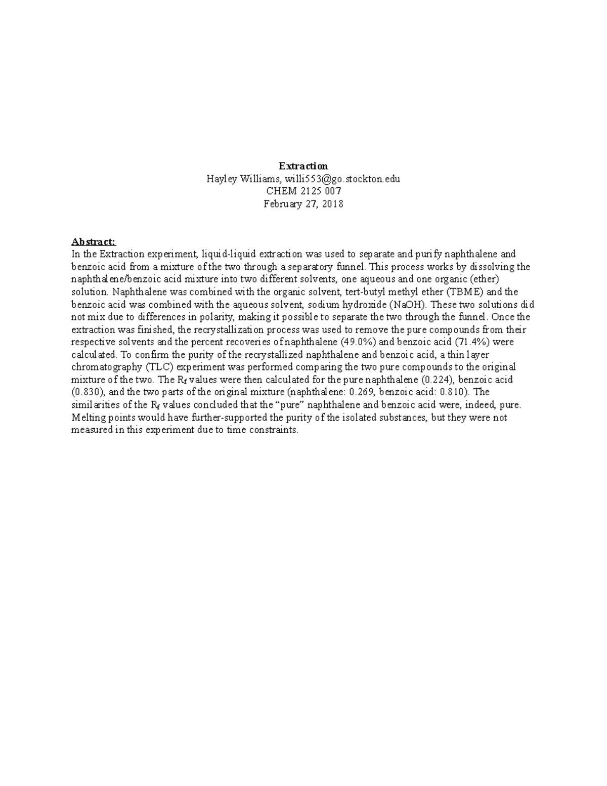 Lab report 5 Extraction - Extraction Hayley Williams, willi553@go ...
