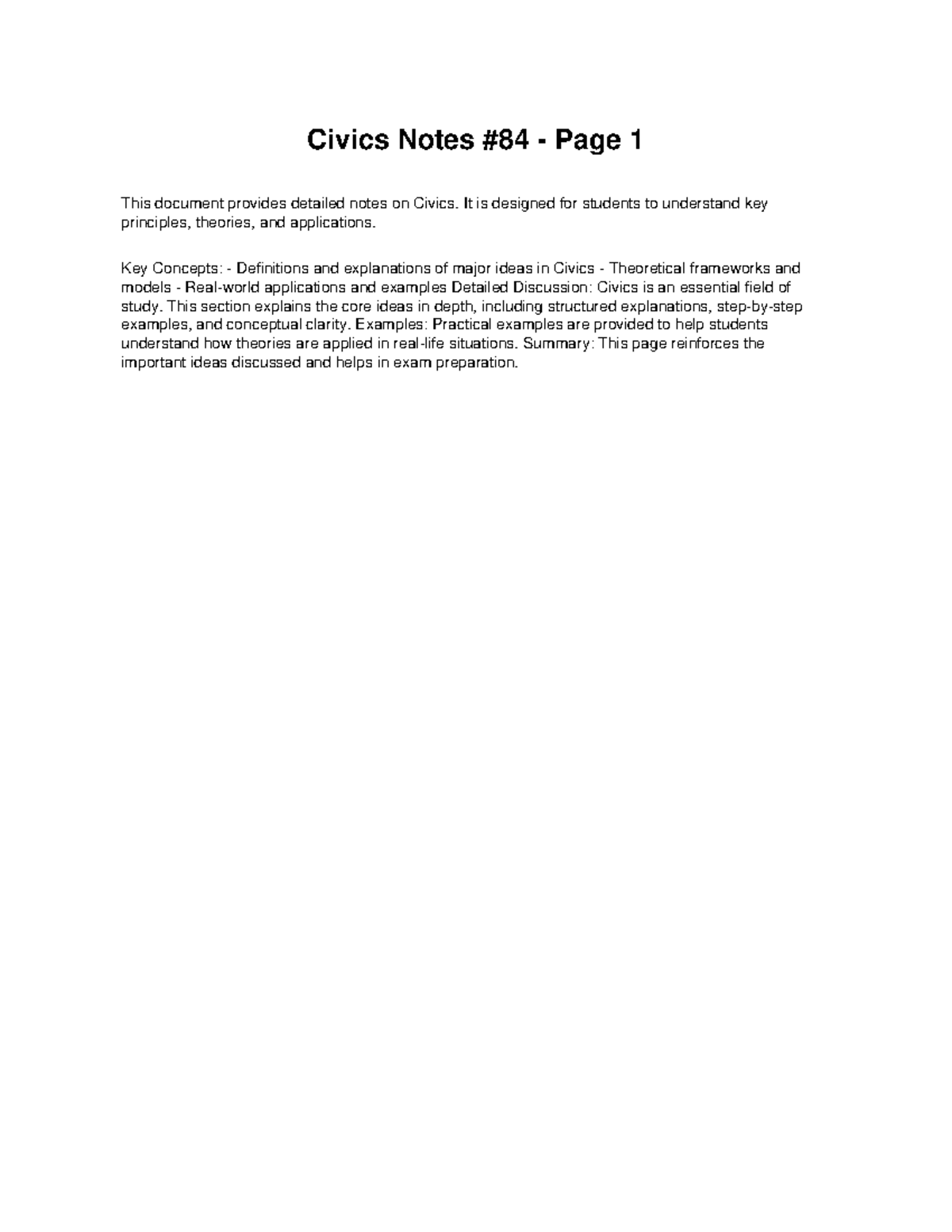 Civics Class Notes 84: Key Principles and Theories Explained - Studocu