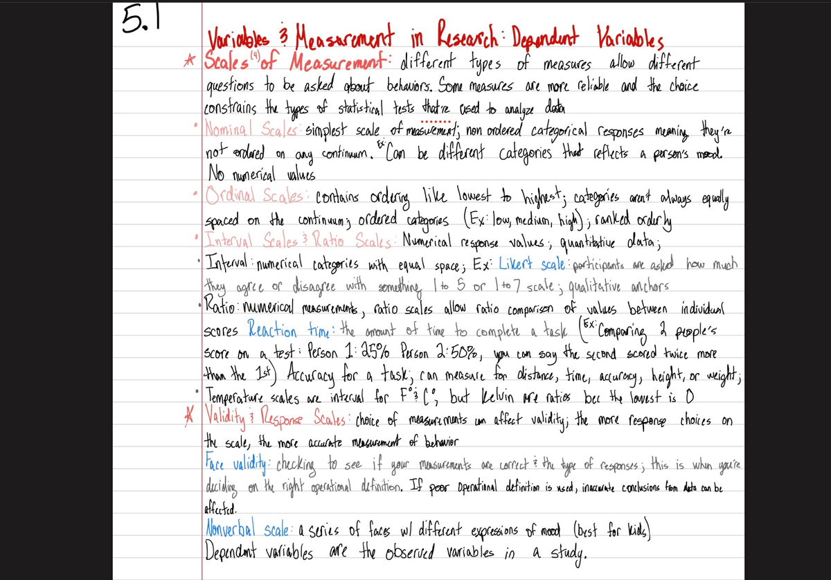 5.1 Variables & Measurement in Research: Scales & Validity - Studocu