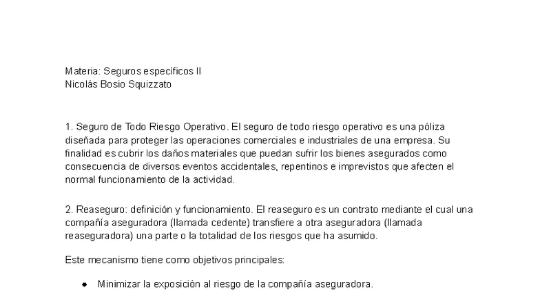 Seguros Específicos II - API 4: Todo Riesgo, Reaseguro y Agrícola - Studocu