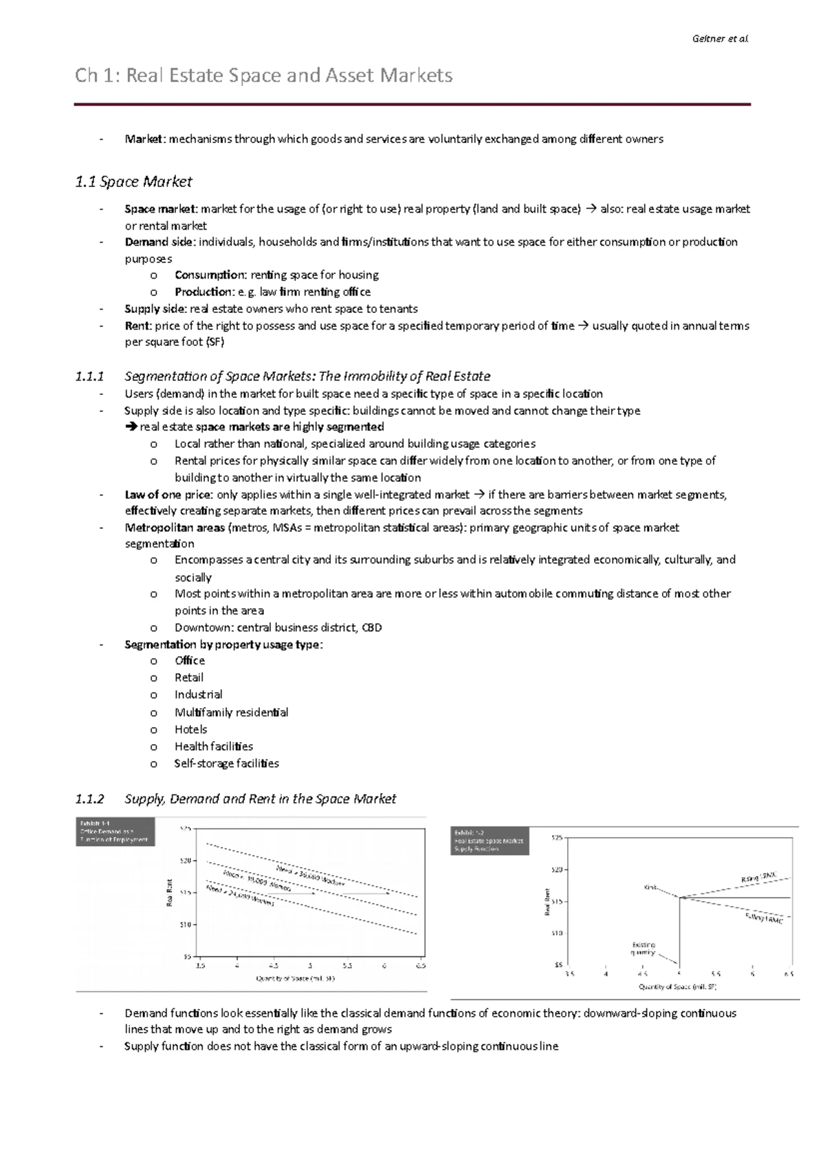 ビジネス・経済 Real Estate analysis in the information Geltner Miller Ch1+2 - Reading Assignment - 3e COMMERCIAL