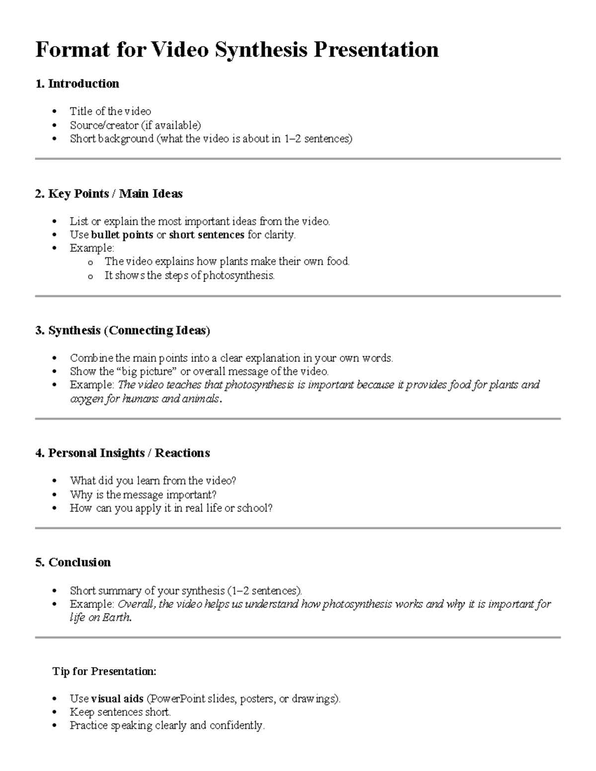 Video Synthesis Presentation Format Guide - Studocu