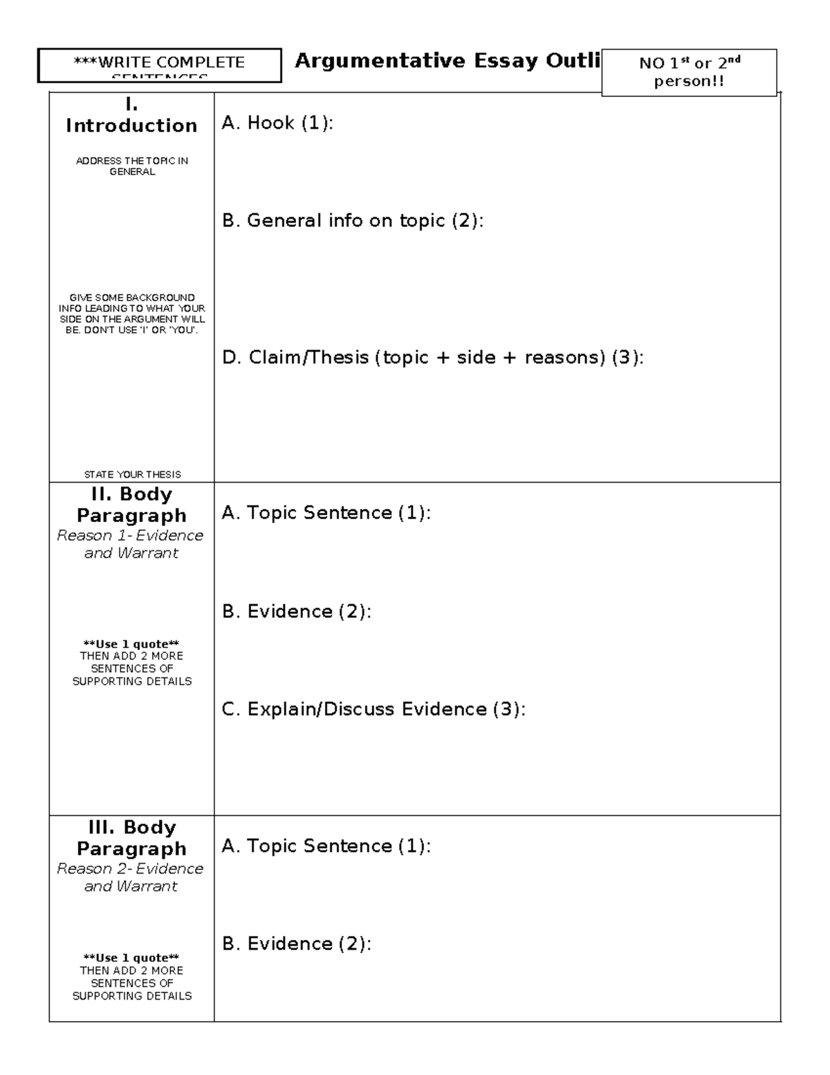Argumentative Essay Outline: Structure & Guidelines for Success - Studocu