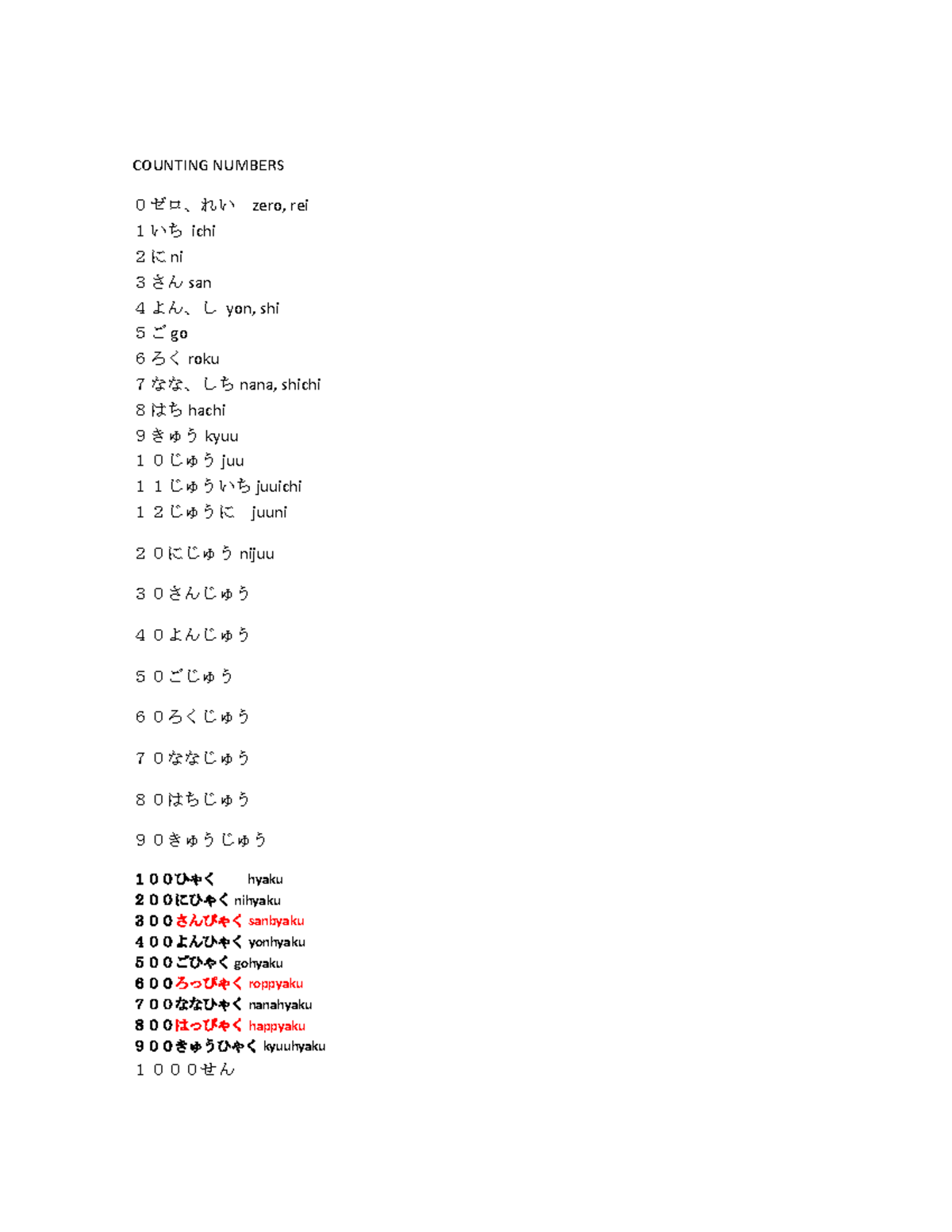 Counting Numbers in Japanese - Language Study Notes - Studocu