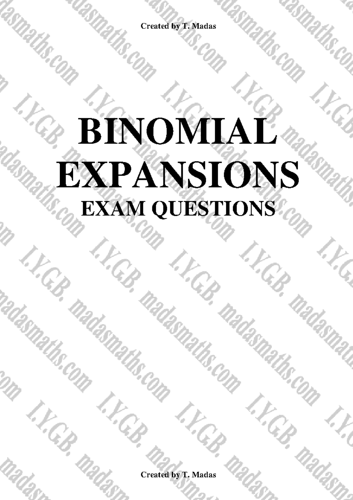 C2L Binomial Expansions Exam Questions - Comprehensive Review - Studocu