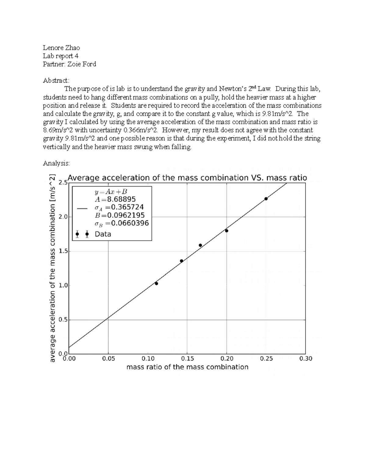 Statics lab report - STONY BROOK UNIVERSITY DEPARTMENT OF PHYSICS AND ...
