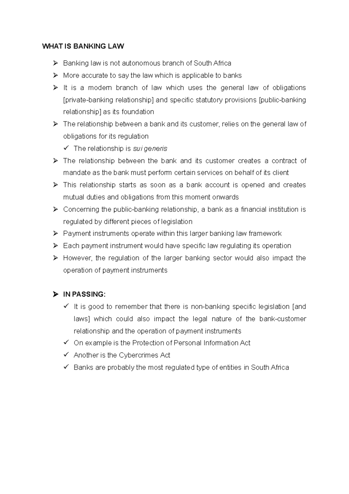 Banking Law Overview - Week 4 Study Notes (Course Code: BLW401) - Studocu