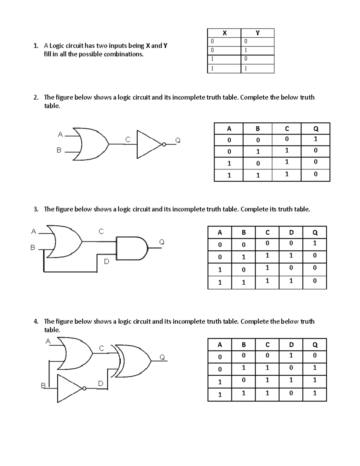 Logic Circuits and Truth Tables - SE 2025F Final Exam Notes - Studocu