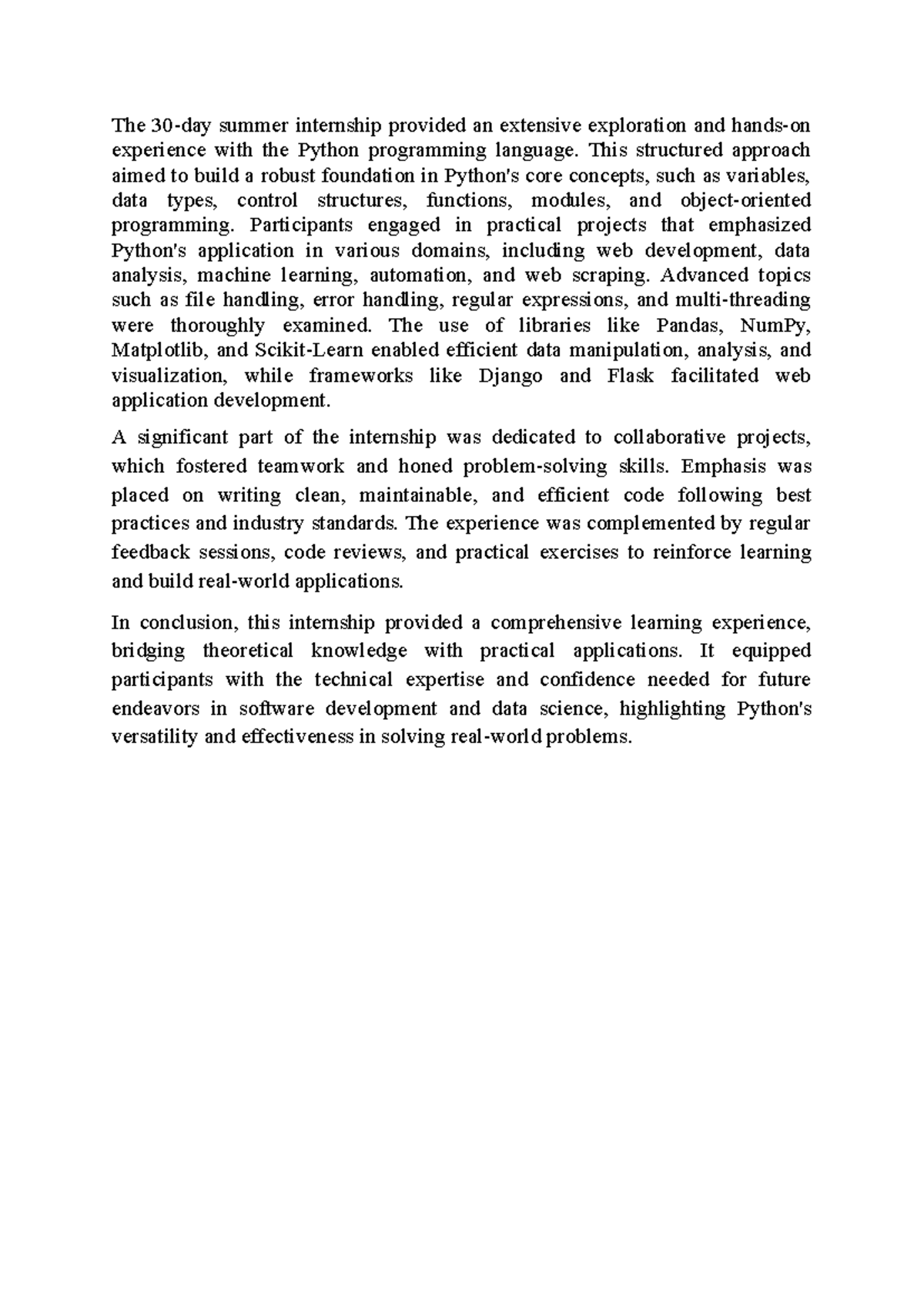 Python - This structured approach aimed to build a robust foundation in ...
