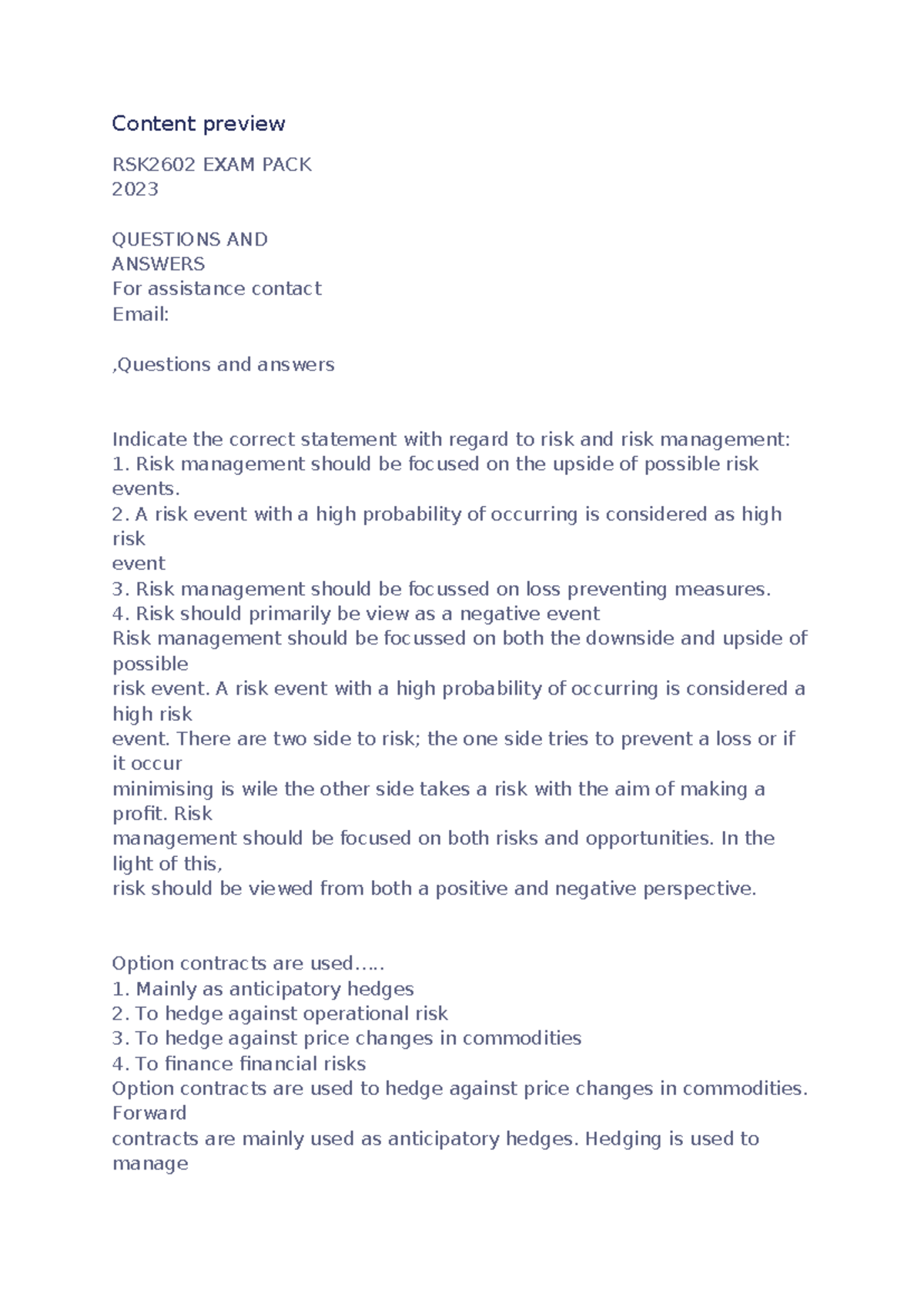 RSK2602 Final Exam Pack: Key Questions & Answers 2023 - Studocu