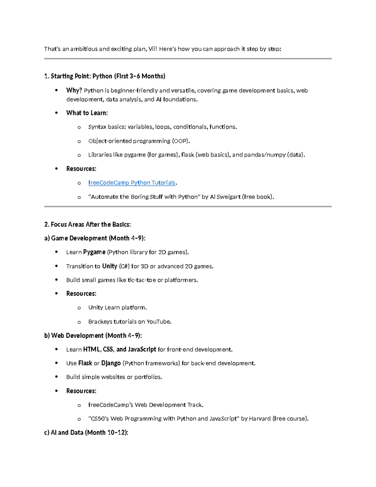 Programmig procedure - Notes - That's an ambitious and exciting plan ...