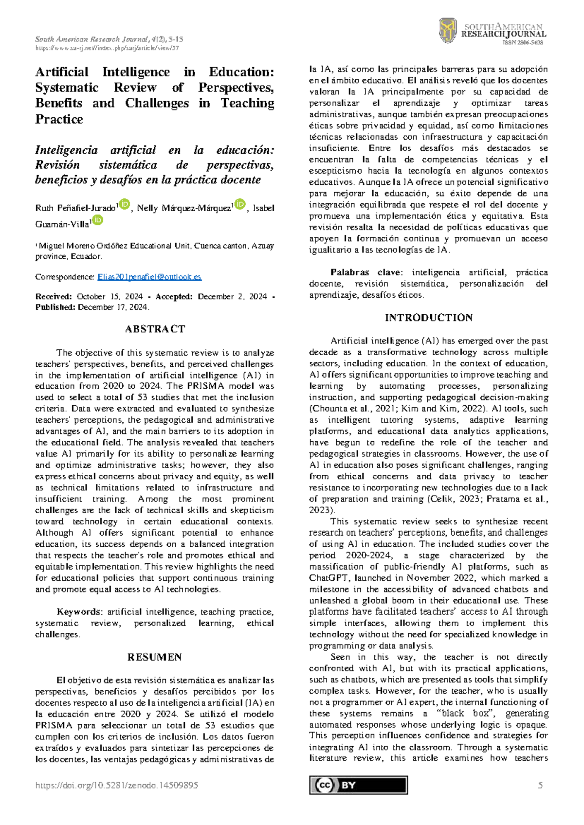 AI in Education: Systematic Review of Perspectives, Benefits ...