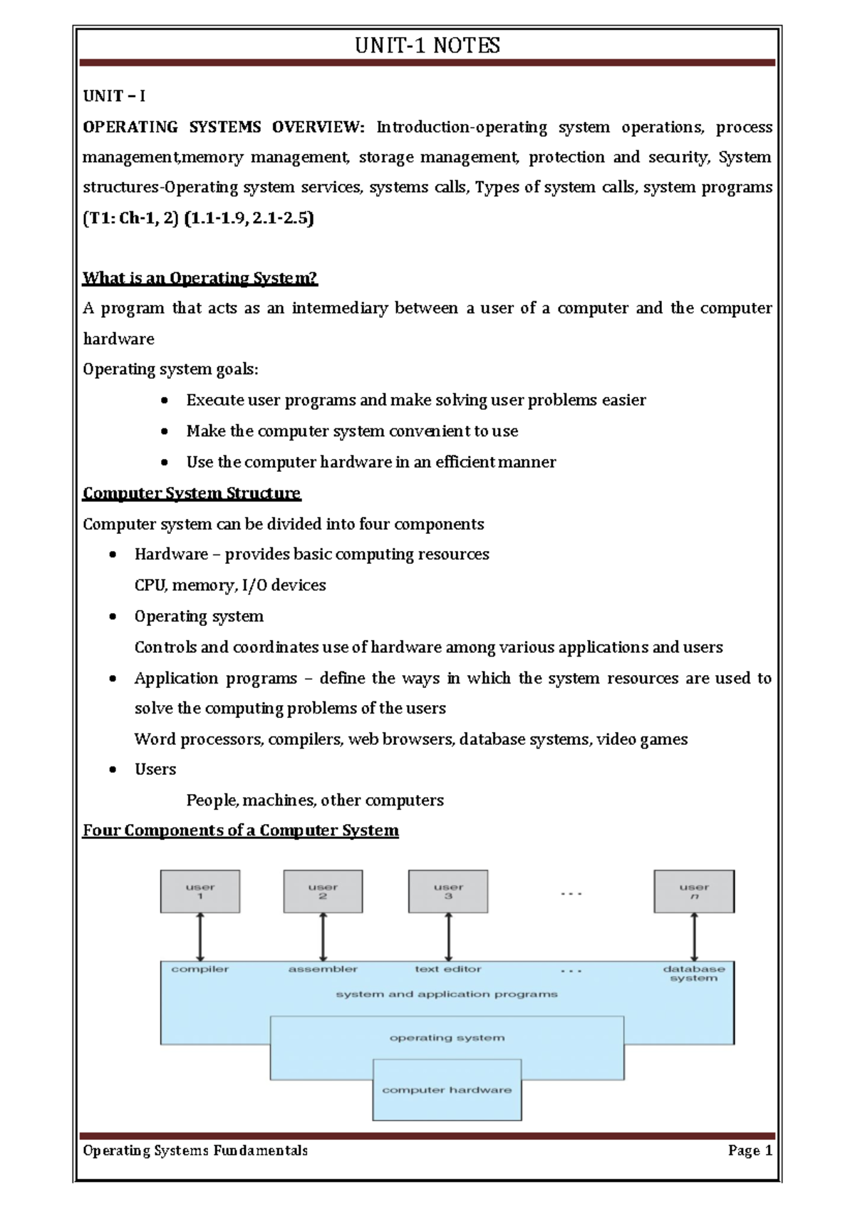 OS-Material - UNIT – I OPERATING SYSTEMS OVERVIEW: Introduction ...