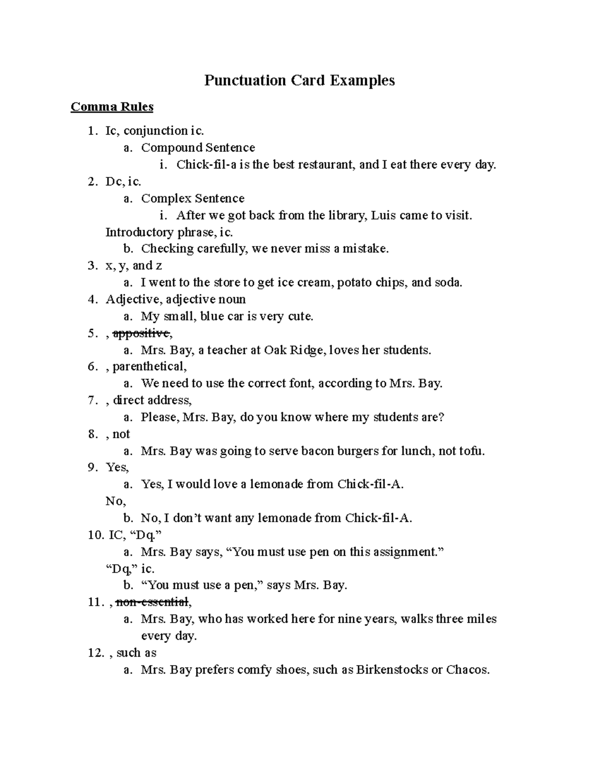 Punctuation Card Examples for Grammar Study Guide.docx - Studocu