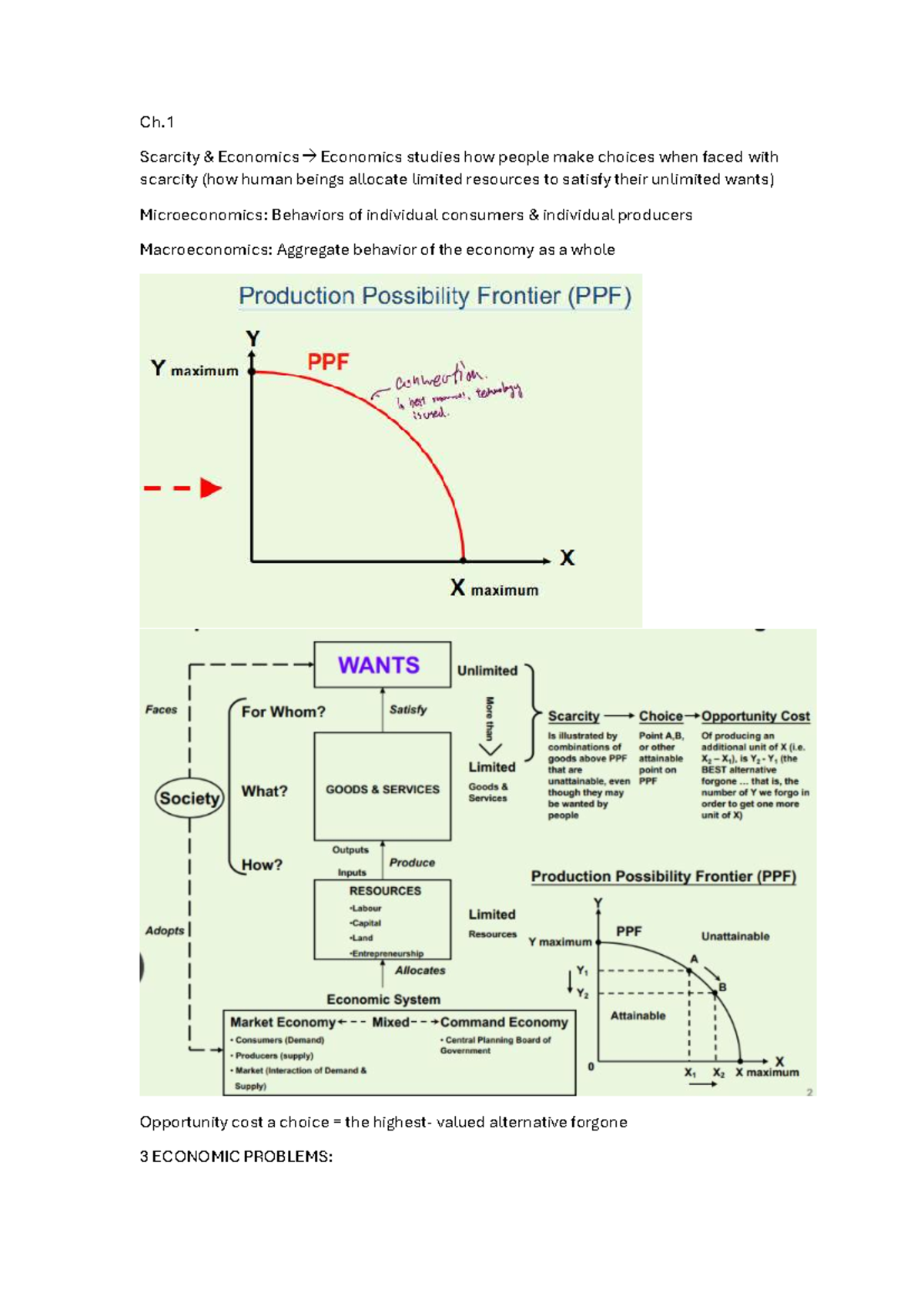 Ch. 1 Notes: Understanding Scarcity in Economics and Choices - Studocu