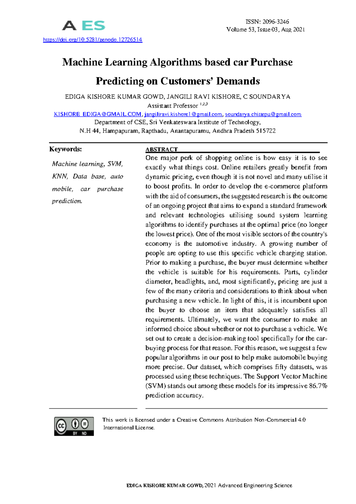 Machine Learning Algorithms based car Purchase Predicting on Customers ...