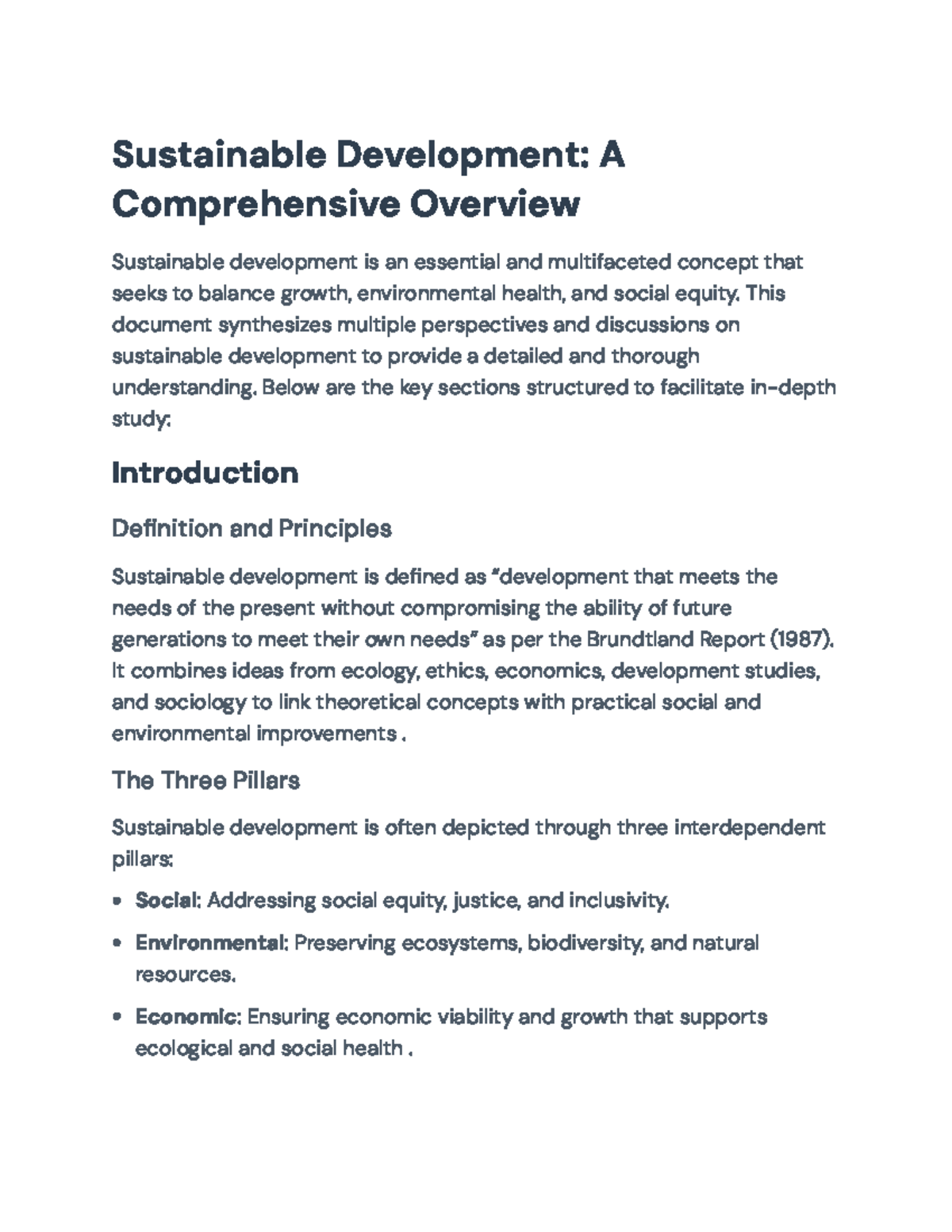 Sustainable Development Overview: Principles, Perspectives, and ...
