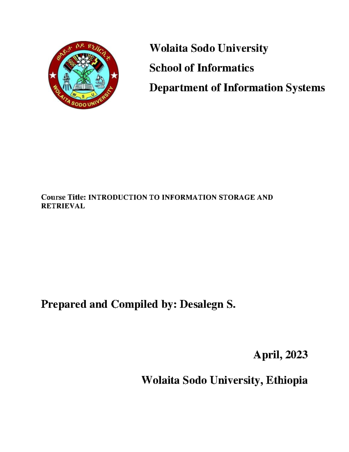 Introduction to Information Storage & Retrieval (ISR) - Course Overview ...